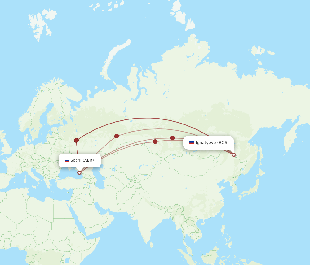 BQS to AER flights and routes map