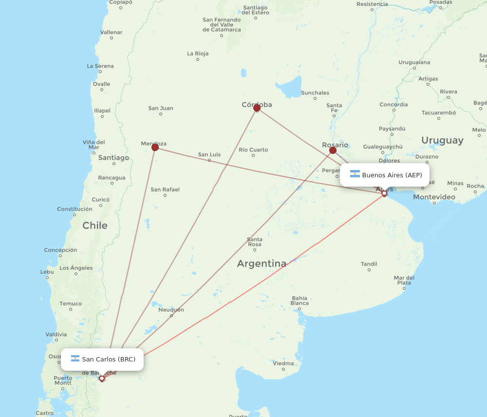 BRC to AEP flights and routes map