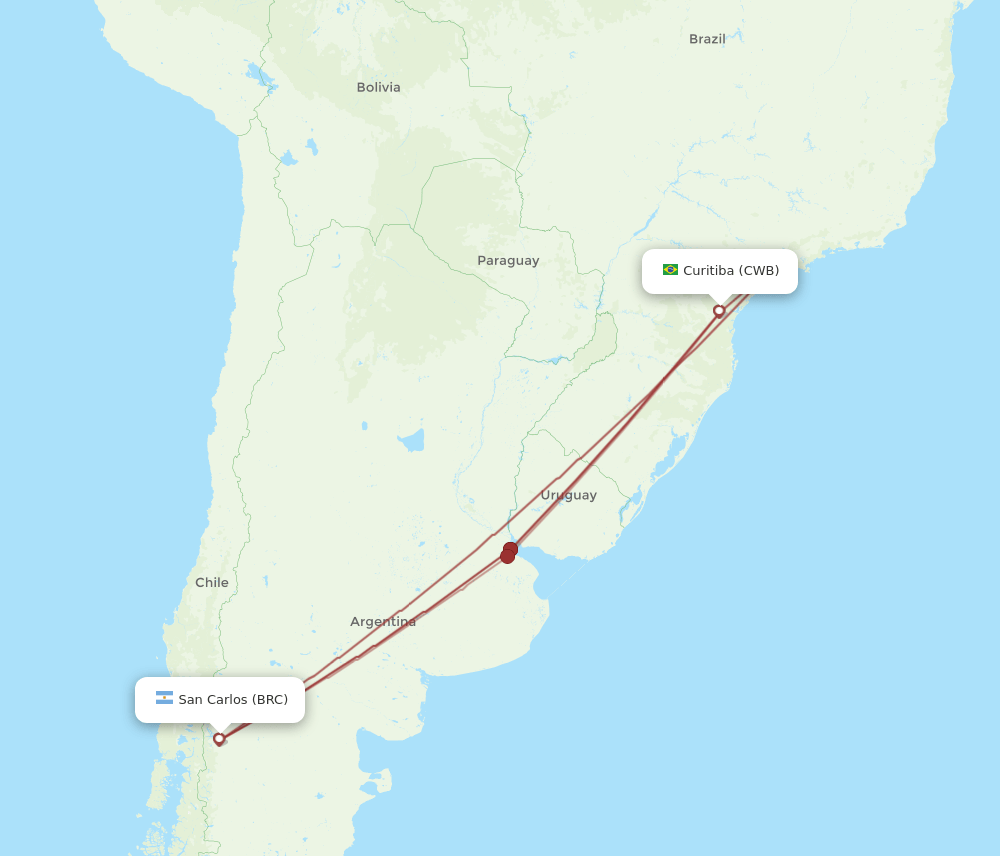 BRC-CWB flight routes