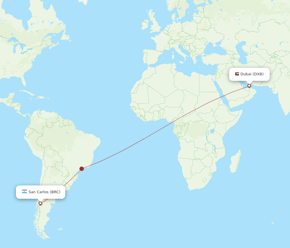 BRC-DXB flight routes
