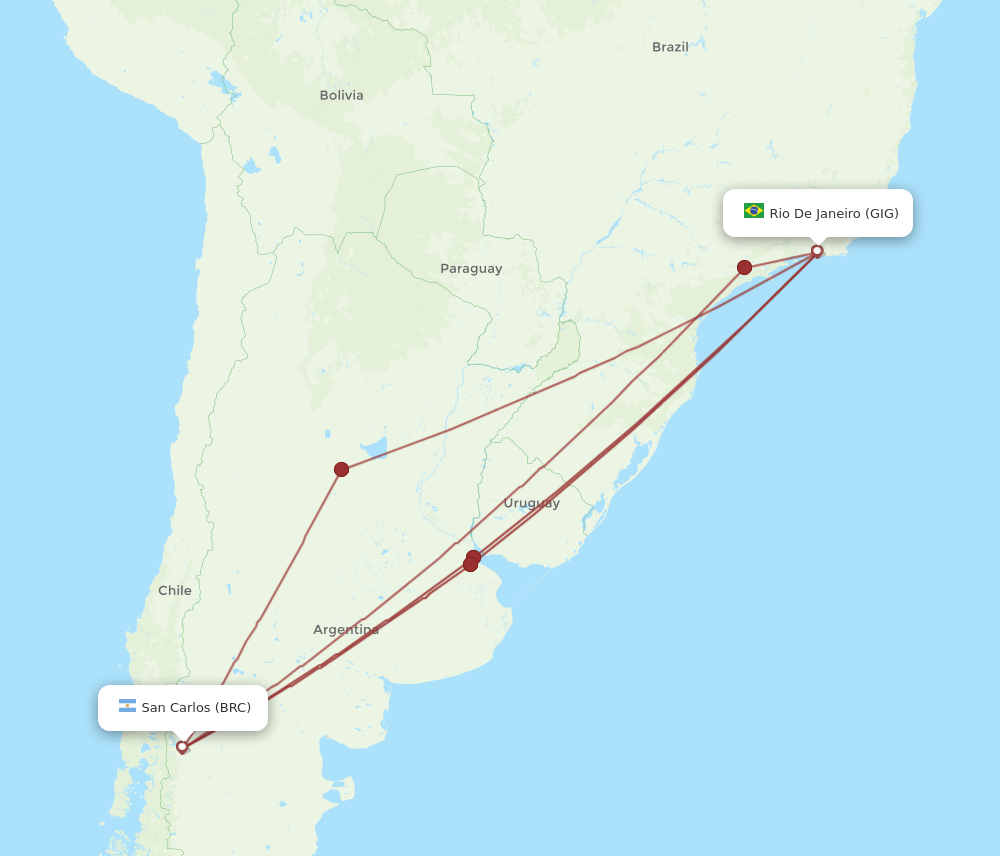 BRC-GIG flight routes