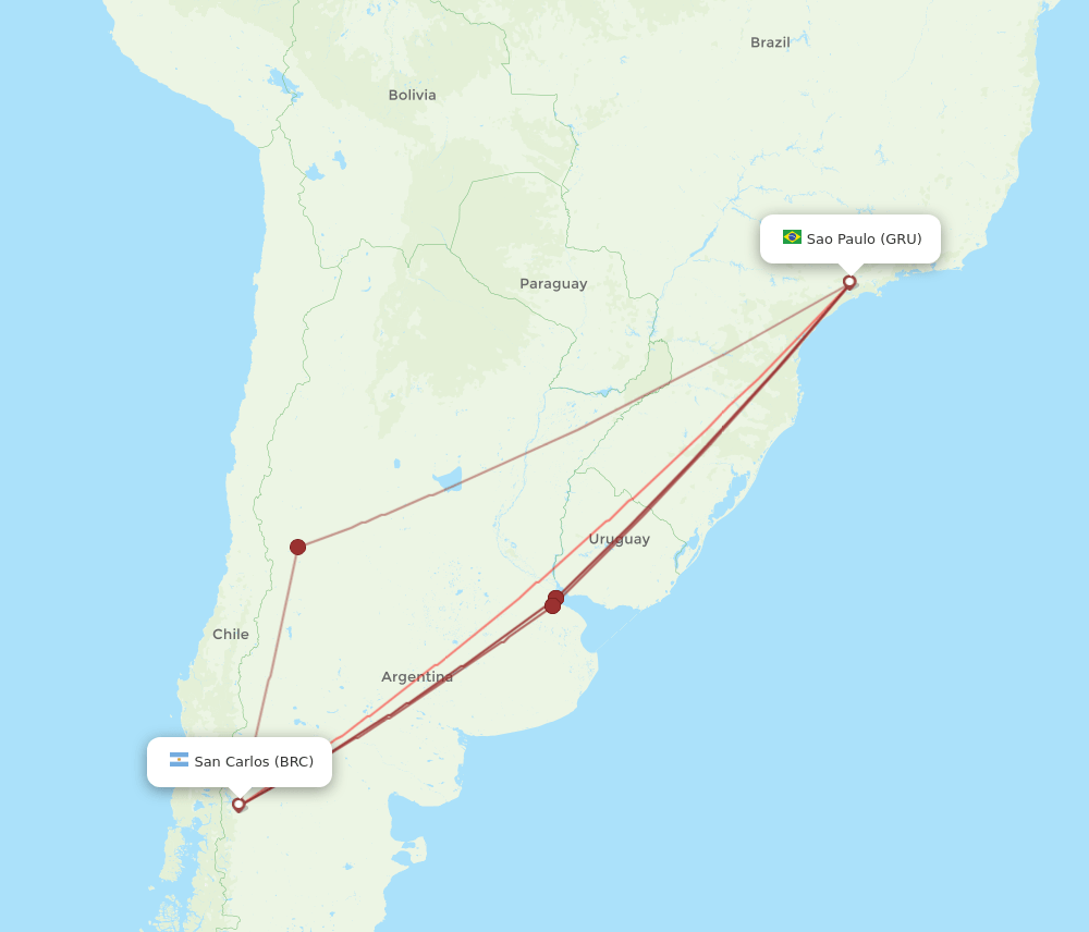 BRC-GRU flight routes