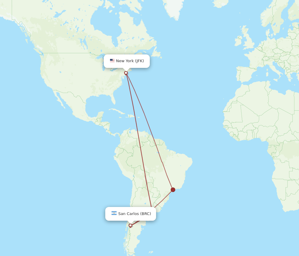 BRC-JFK flight routes