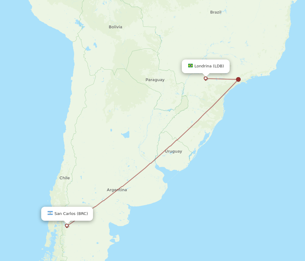BRC to LDB flights and routes map