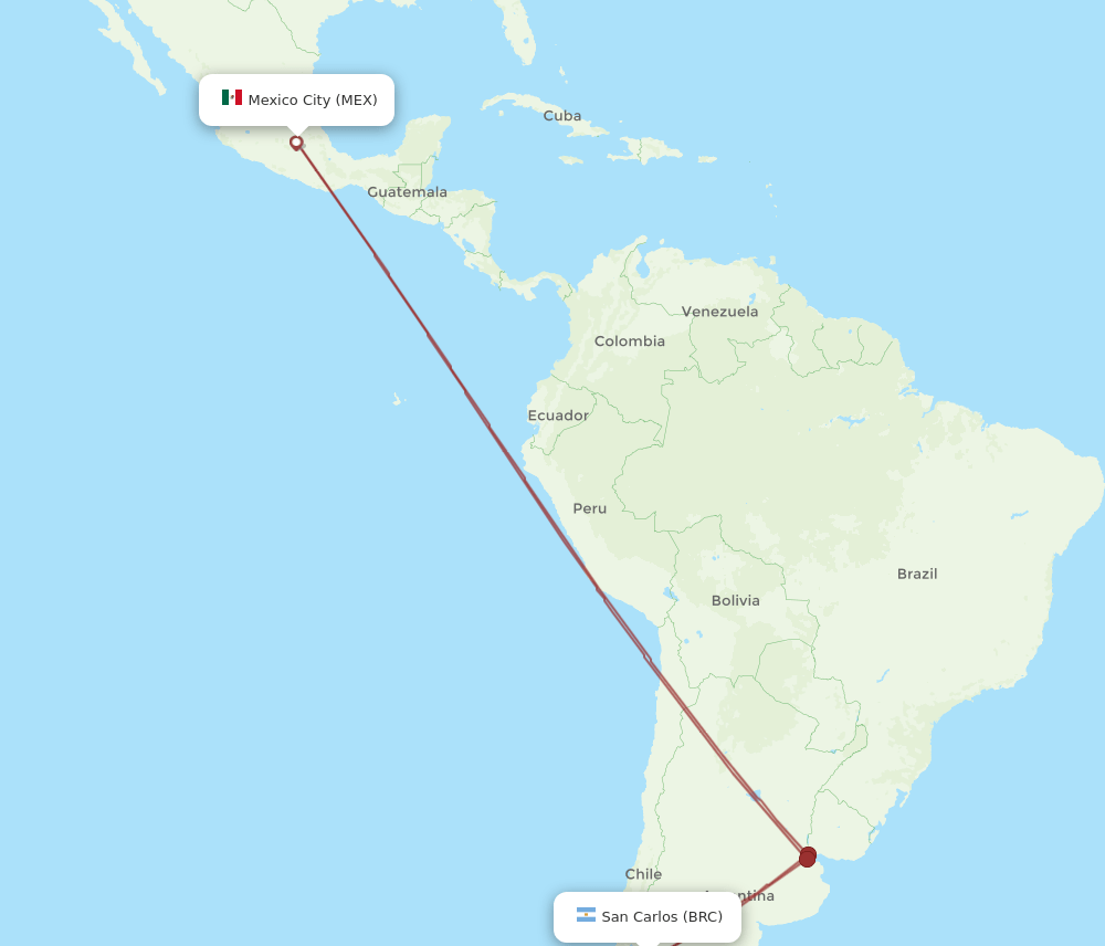 BRC-MEX flight routes