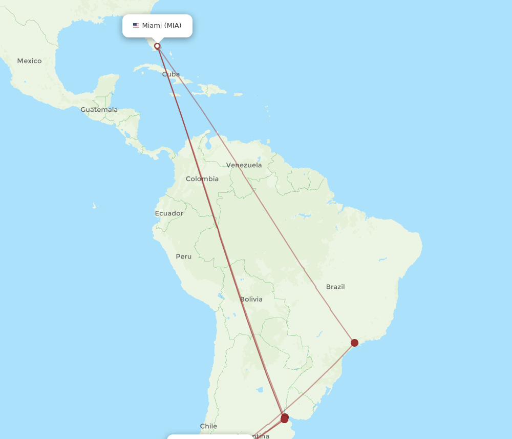 BRC-MIA flight routes