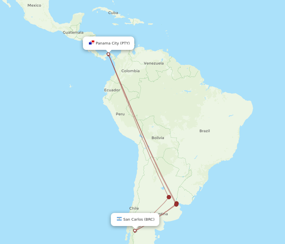 BRC to PTY flights and routes map