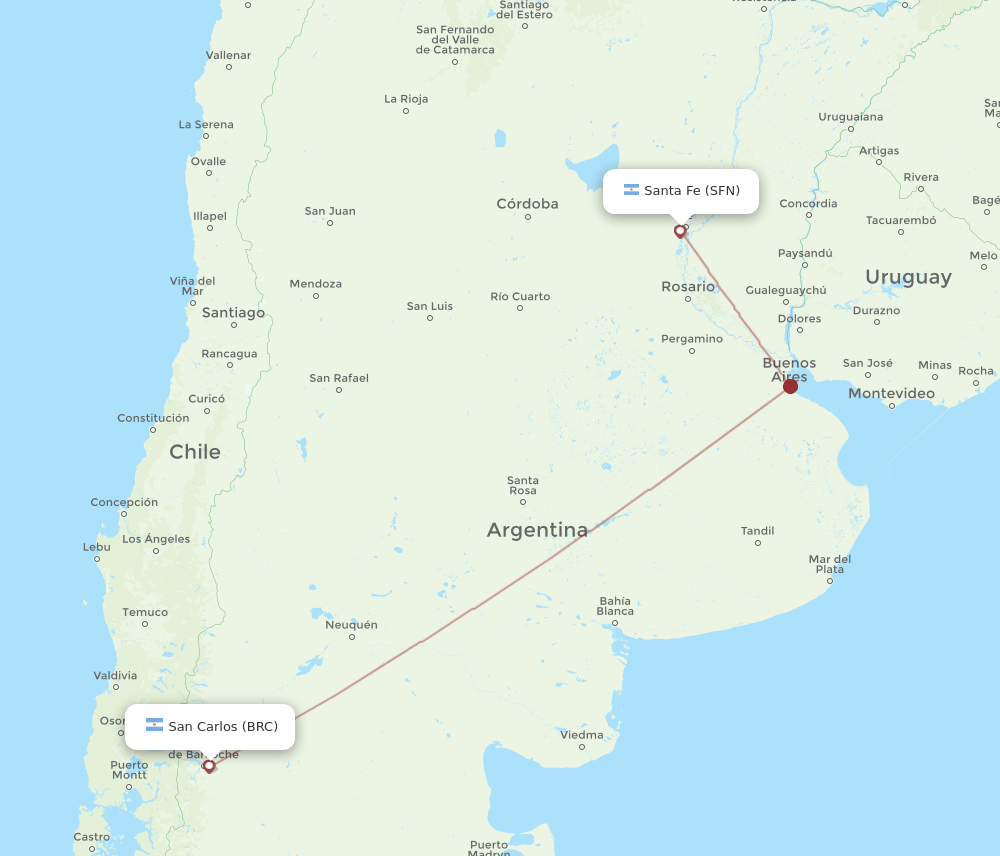 BRC-SFN flight routes