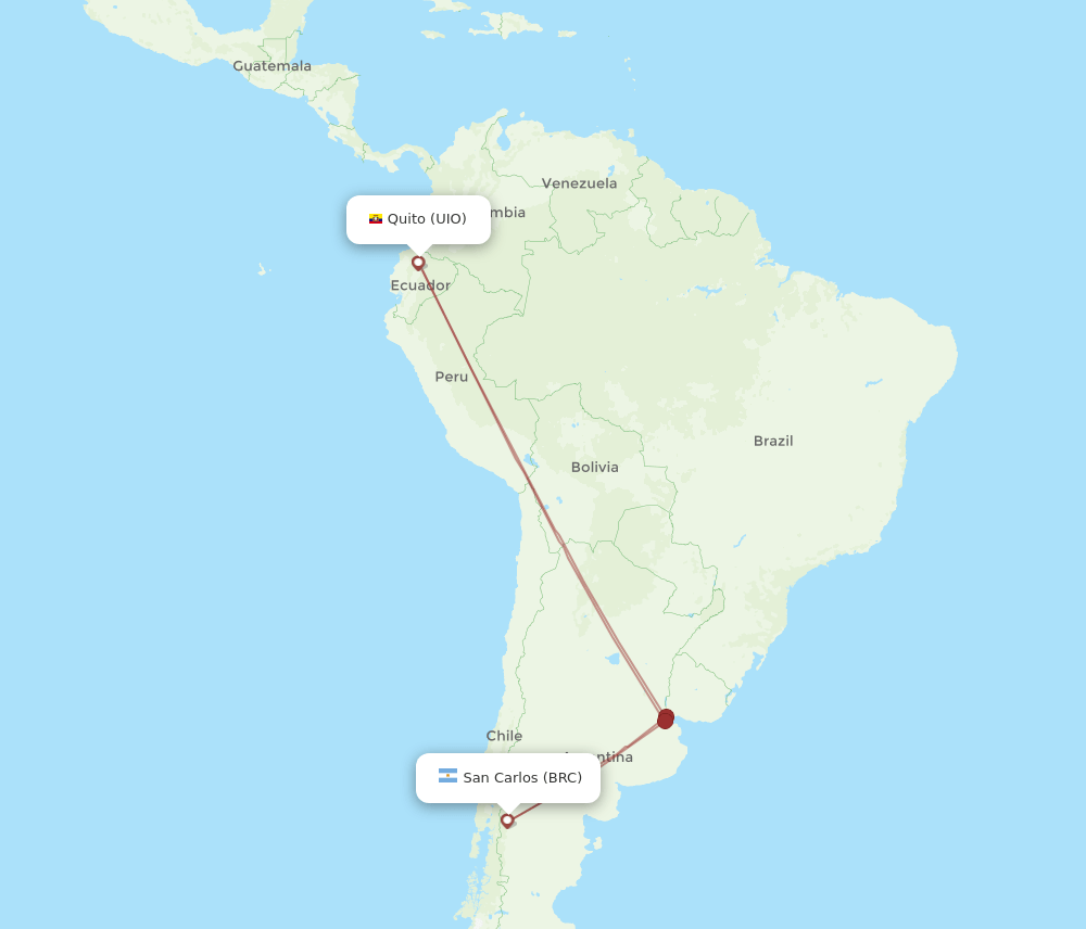 BRC-UIO flight routes