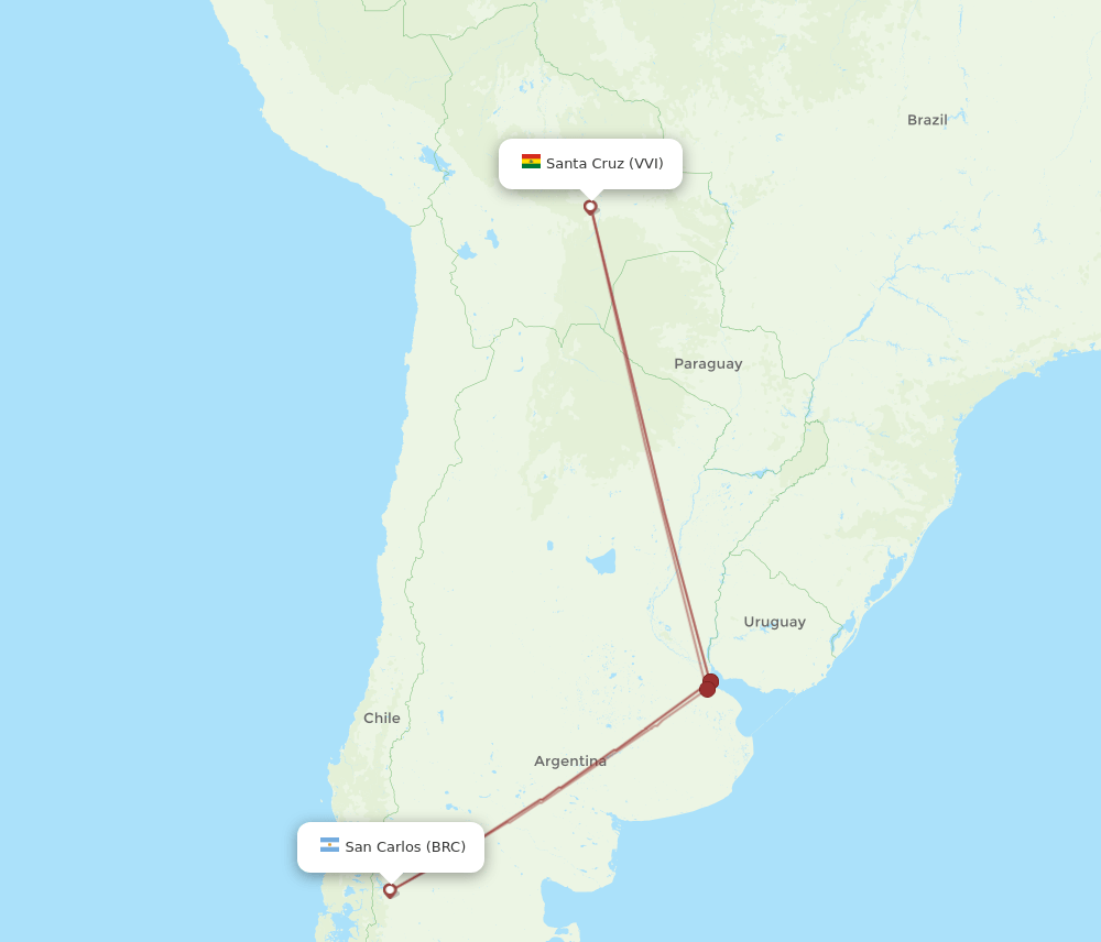 BRC to VVI flights and routes map