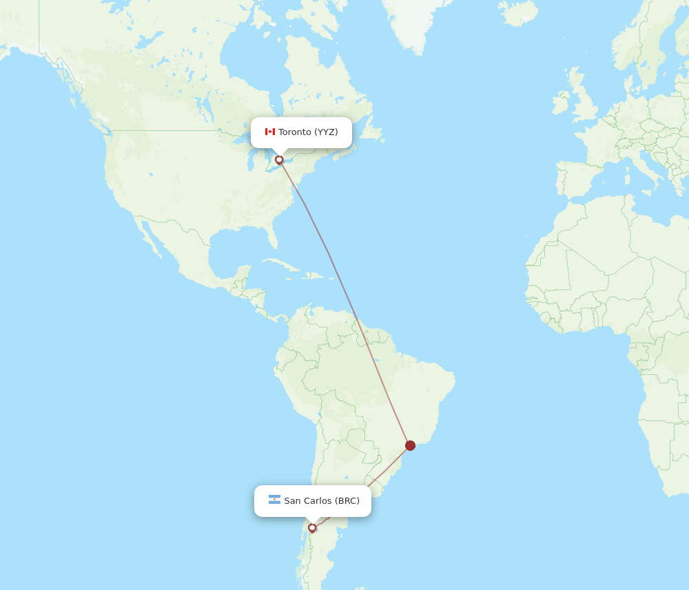 BRC-YYZ flight routes