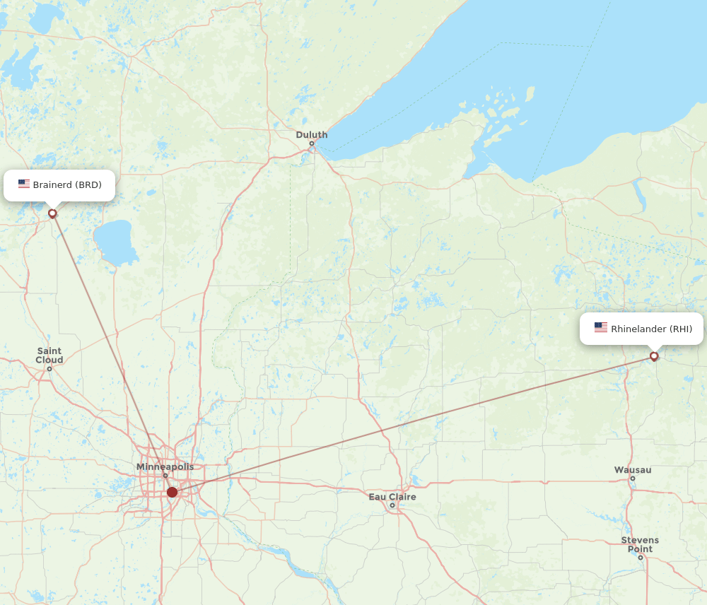 BRD-RHI flight routes