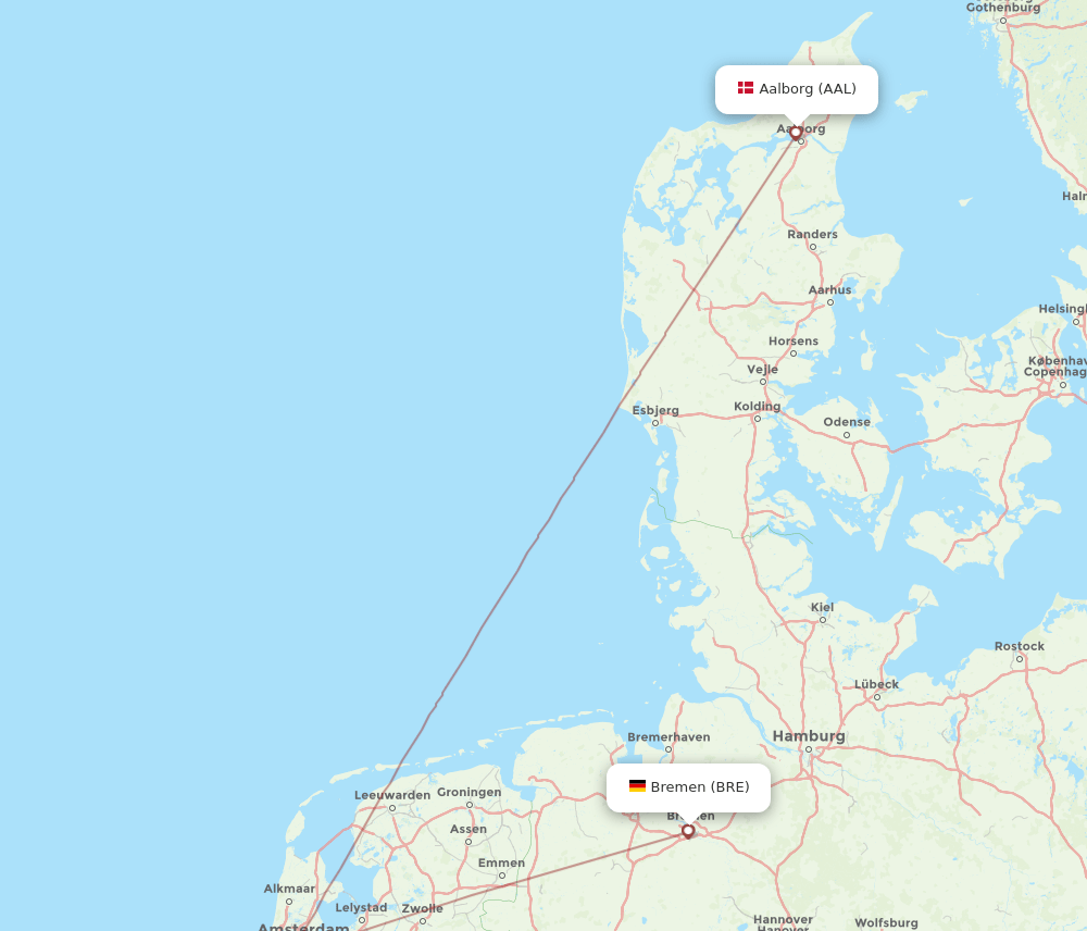 BRE-AAL flight routes