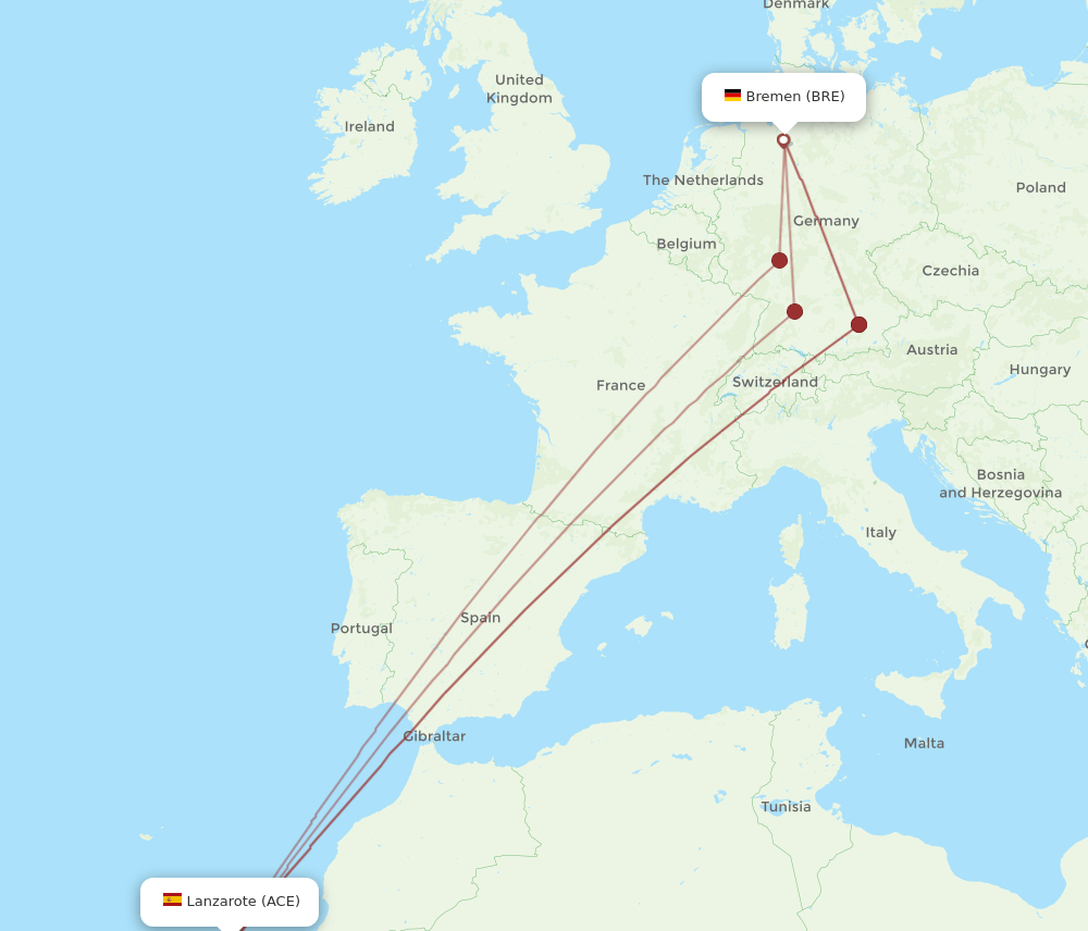 BRE-ACE flight routes