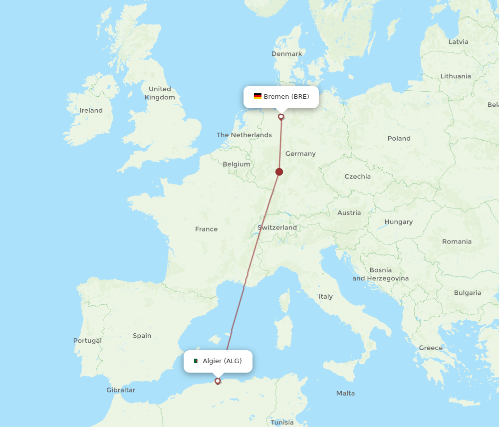 BRE-ALG flight routes
