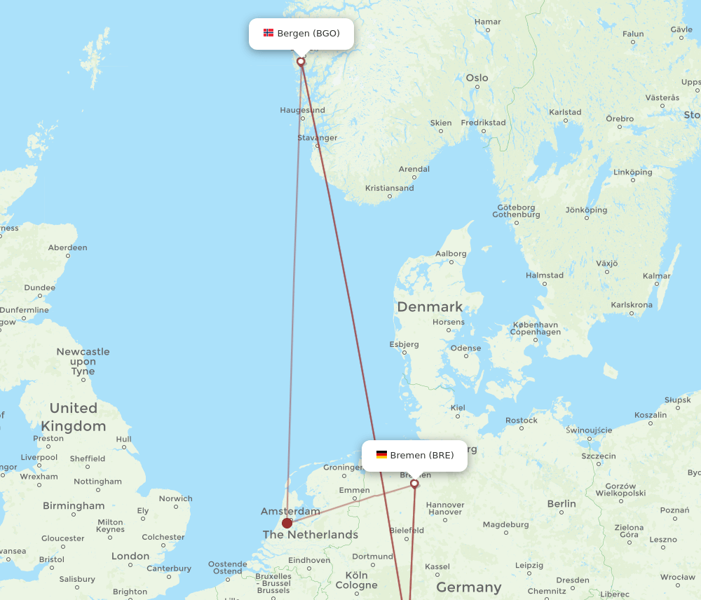 BRE-BGO flight routes