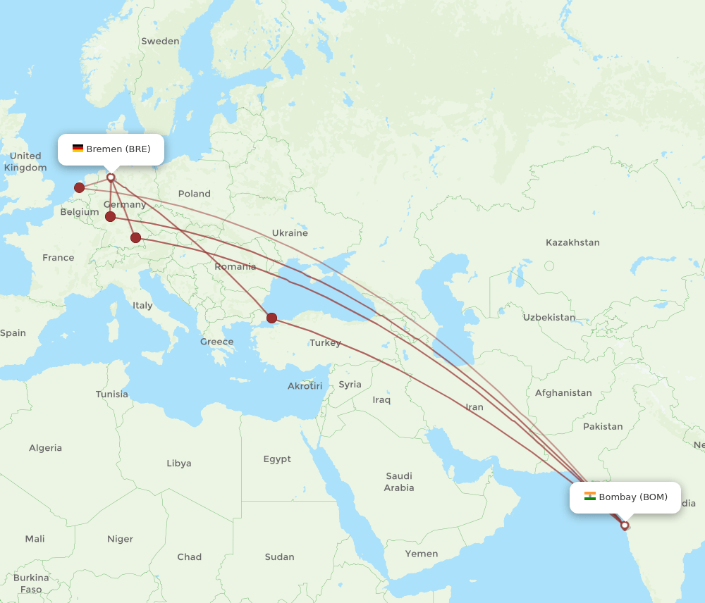 BRE-BOM flight routes