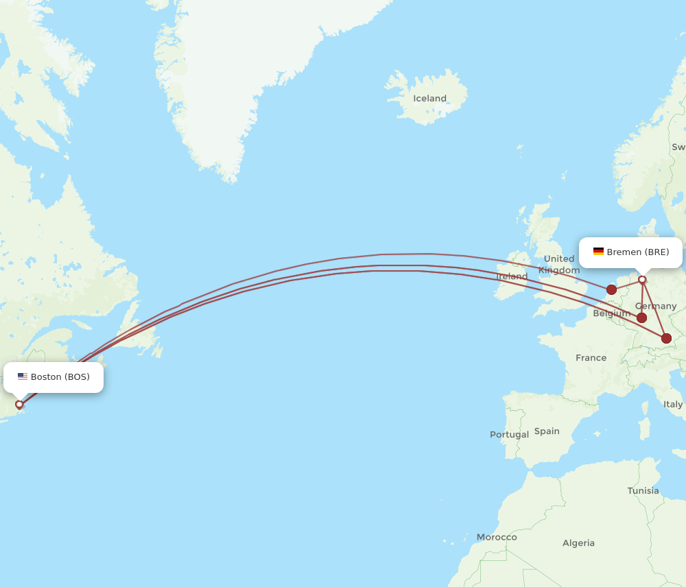 BRE-BOS flight routes