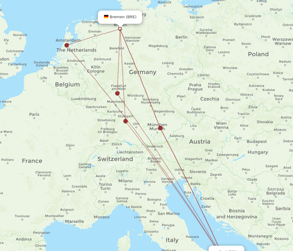 BRE-BRI flight routes
