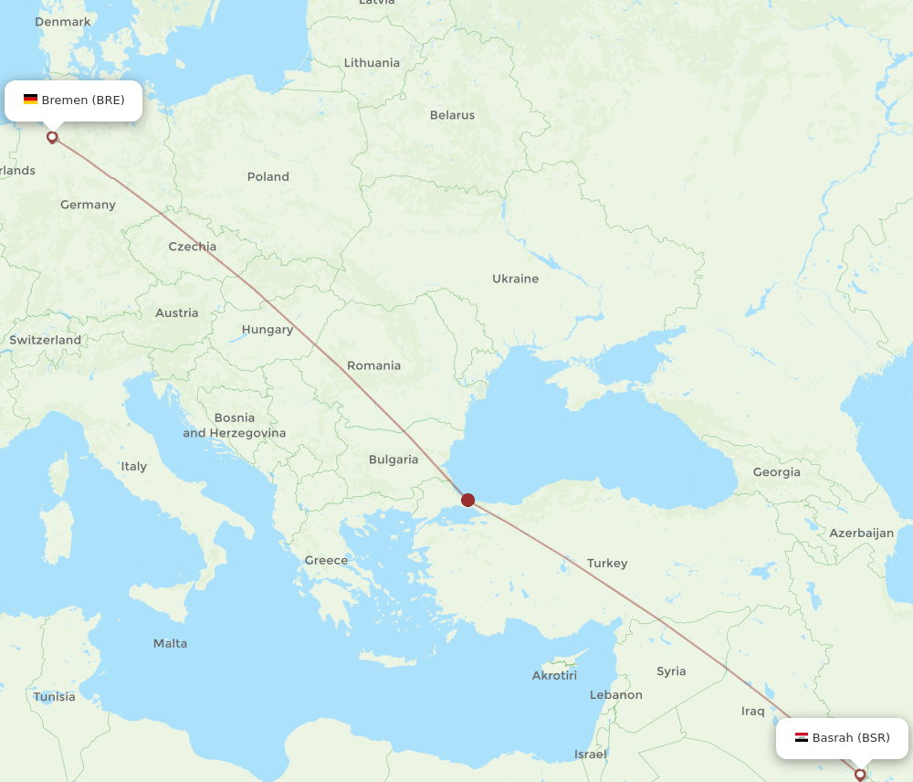BRE-BSR flight routes