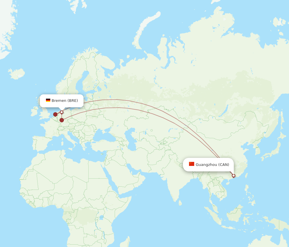 BRE-CAN flight routes