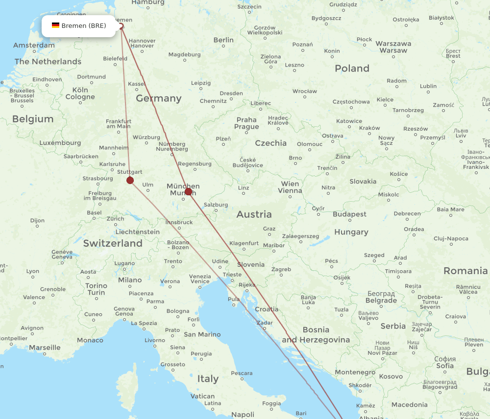 BRE-CFU flight routes