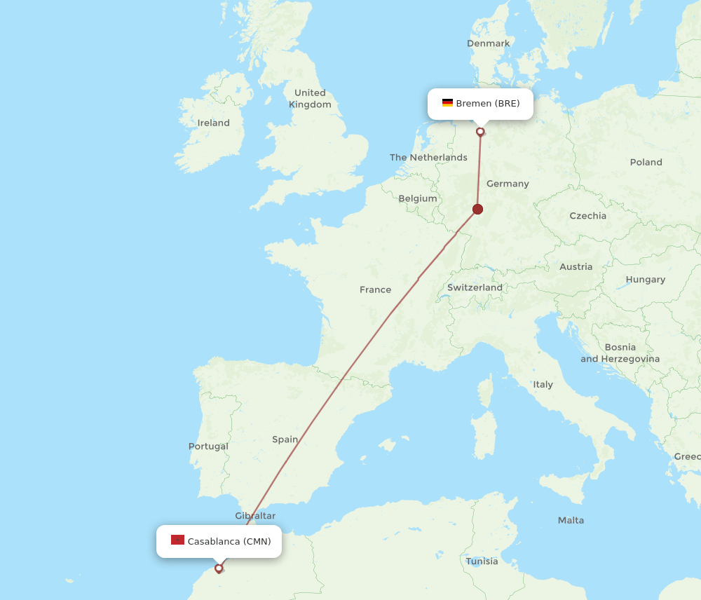 BRE-CMN flight routes