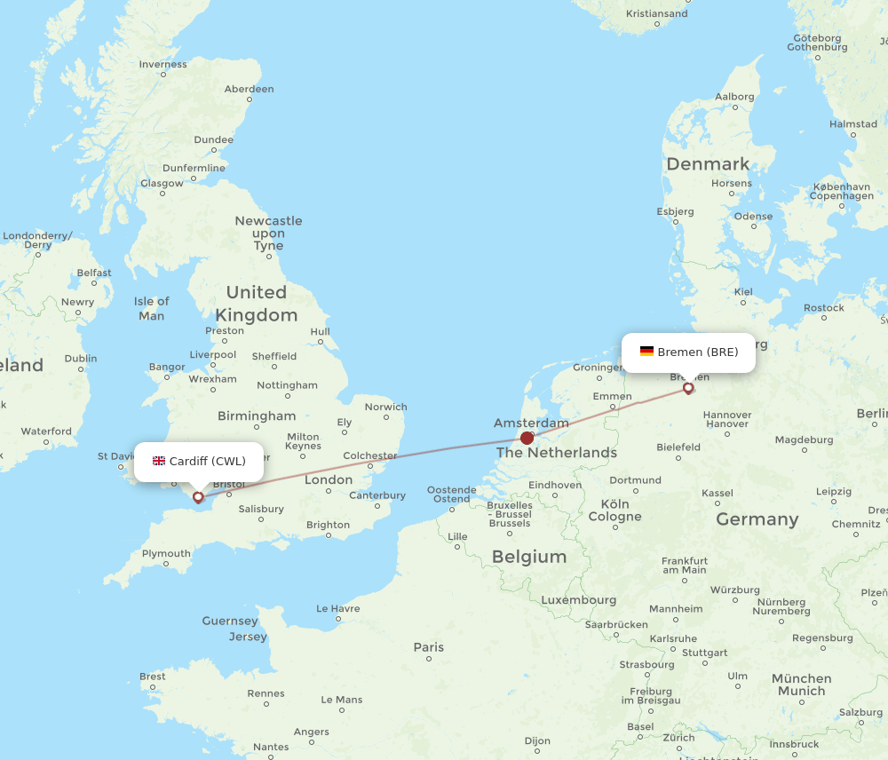 BRE-CWL flight routes
