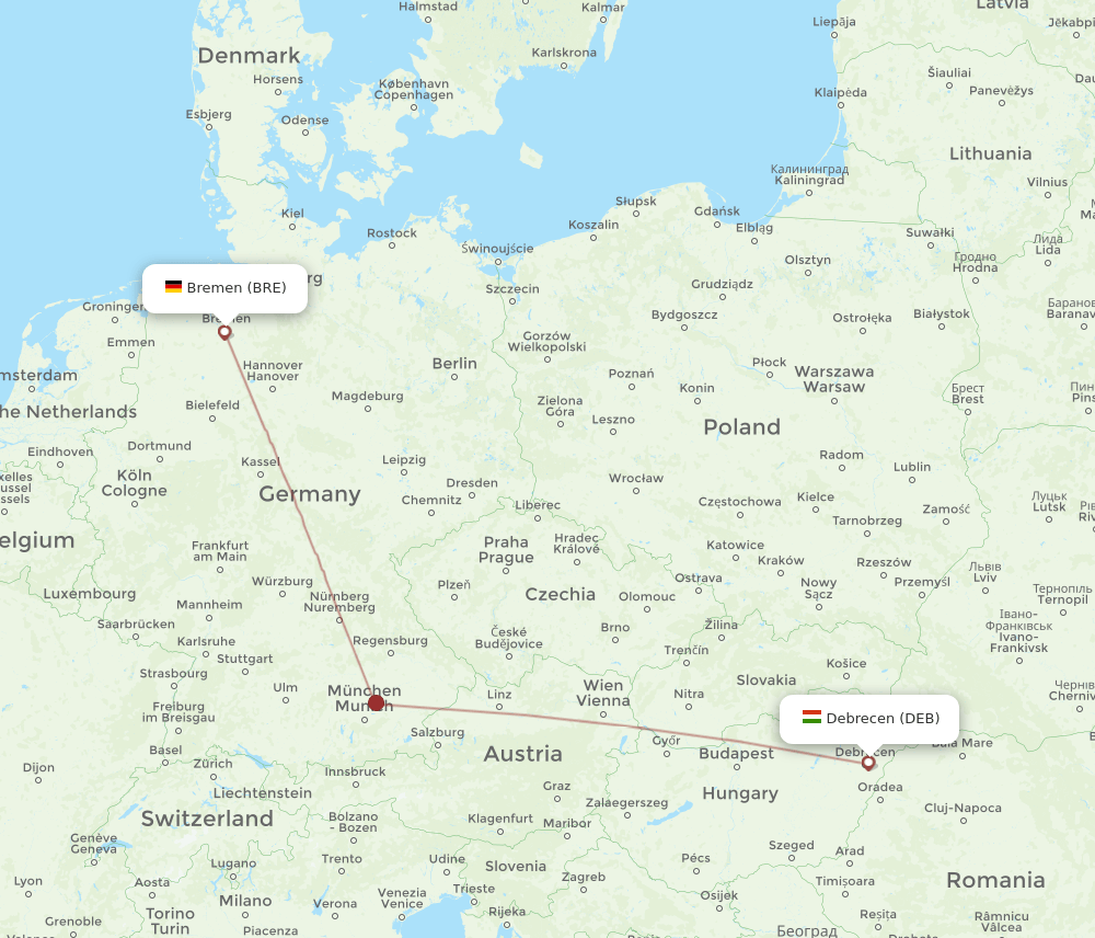 BRE-DEB flight routes