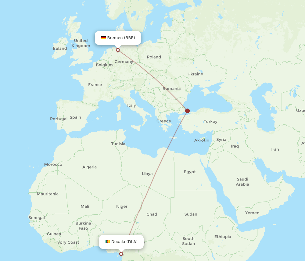 BRE-DLA flight routes