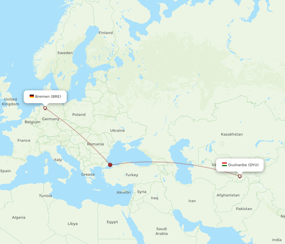 BRE-DYU flight routes