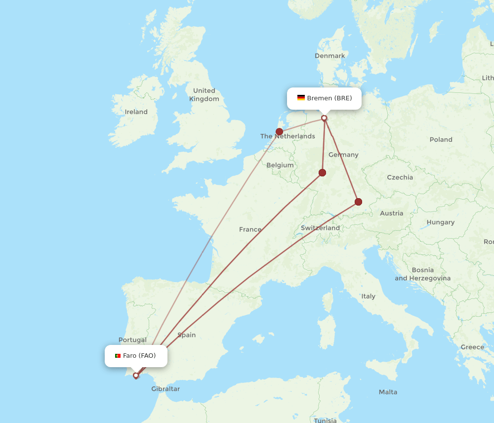 BRE-FAO flight routes