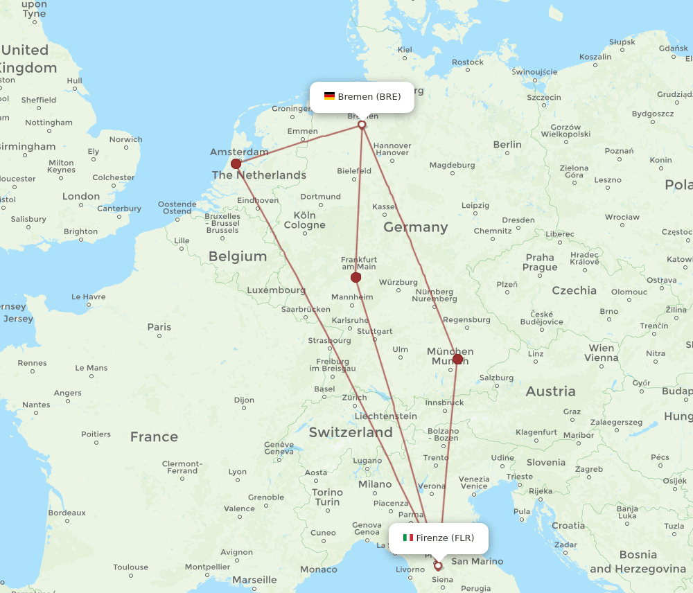 BRE-FLR flight routes