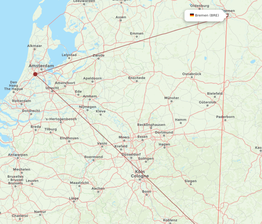 BRE to FRA flights and routes map