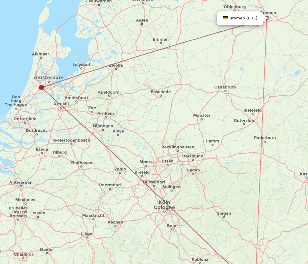 BRE to FRA flights and routes map