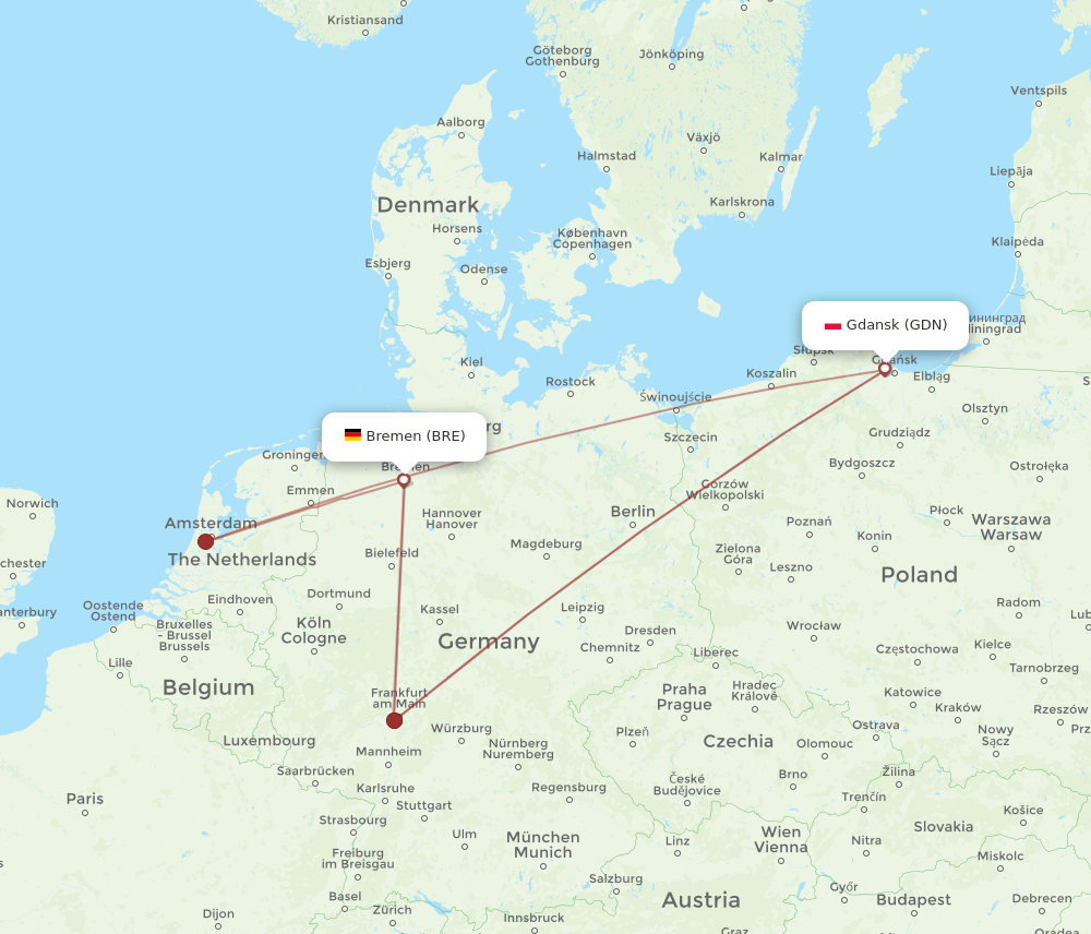 BRE-GDN flight routes