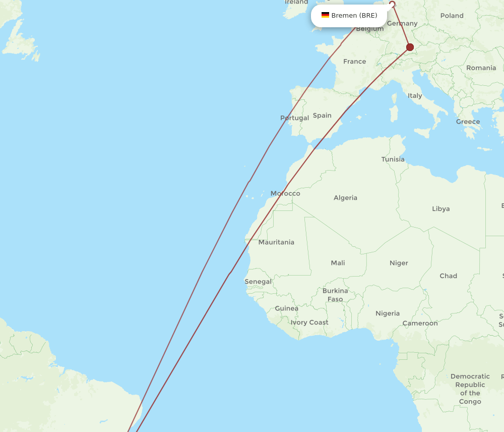 BRE-GIG flight routes