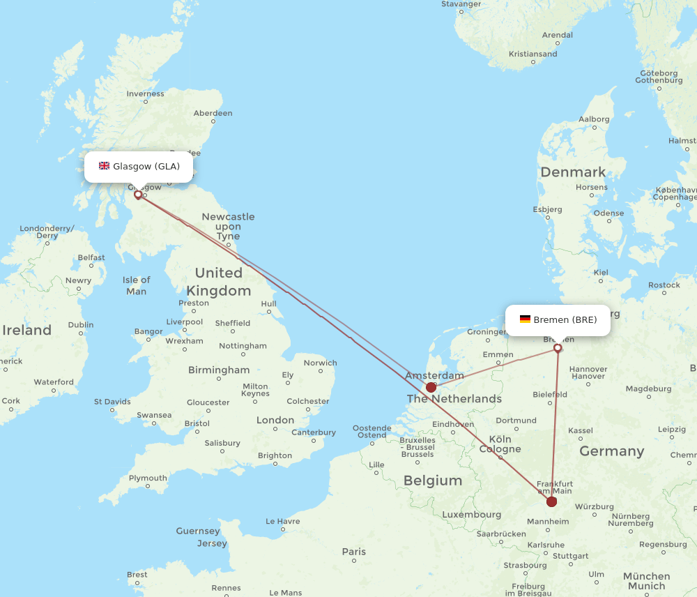 BRE-GLA flight routes