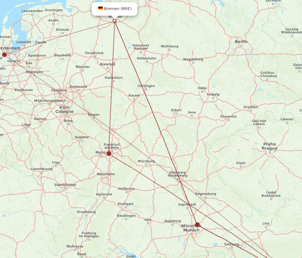 BRE-GRZ flight routes