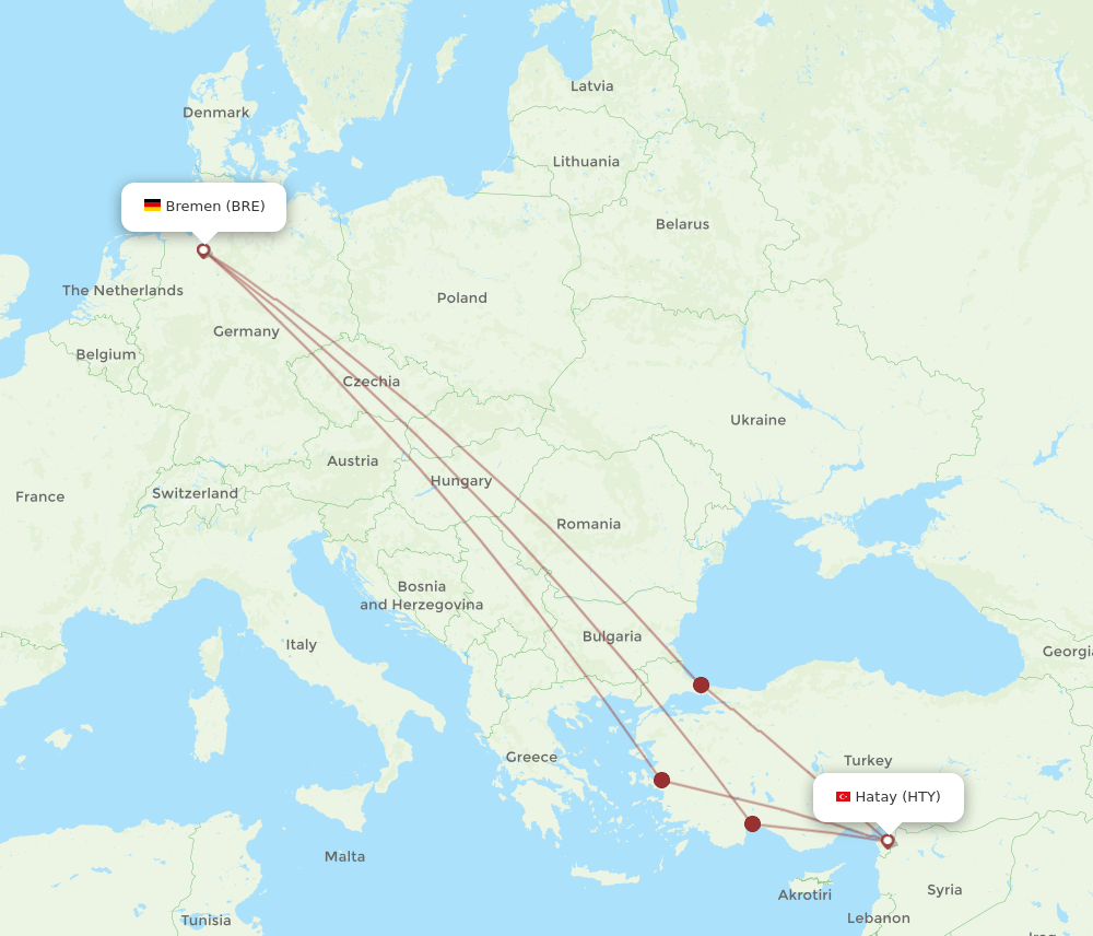 BRE-HTY flight routes