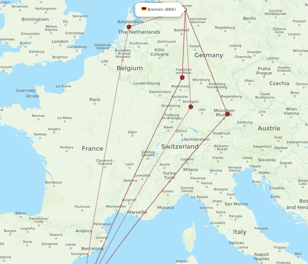 BRE-IBZ flight routes