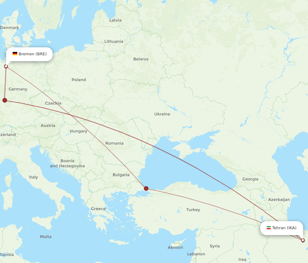 BRE-IKA flight routes