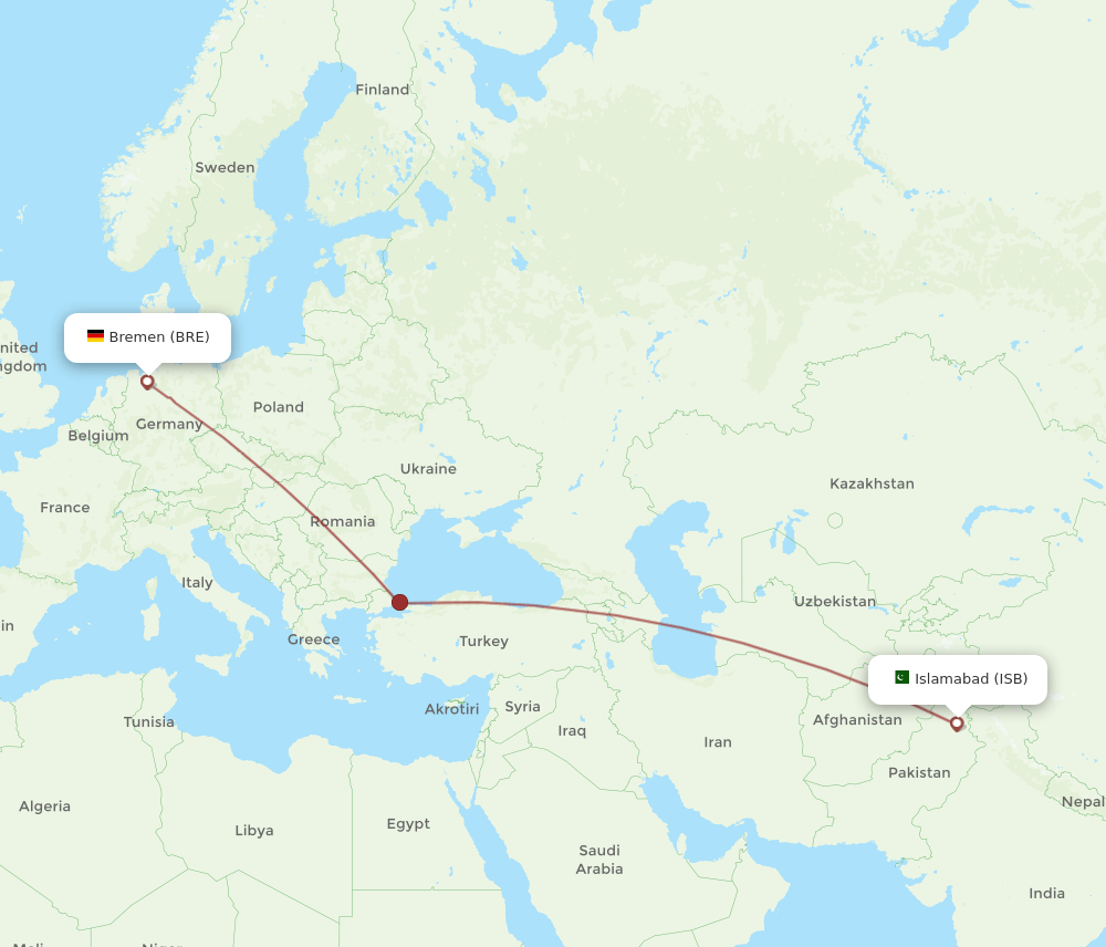 BRE-ISB flight routes