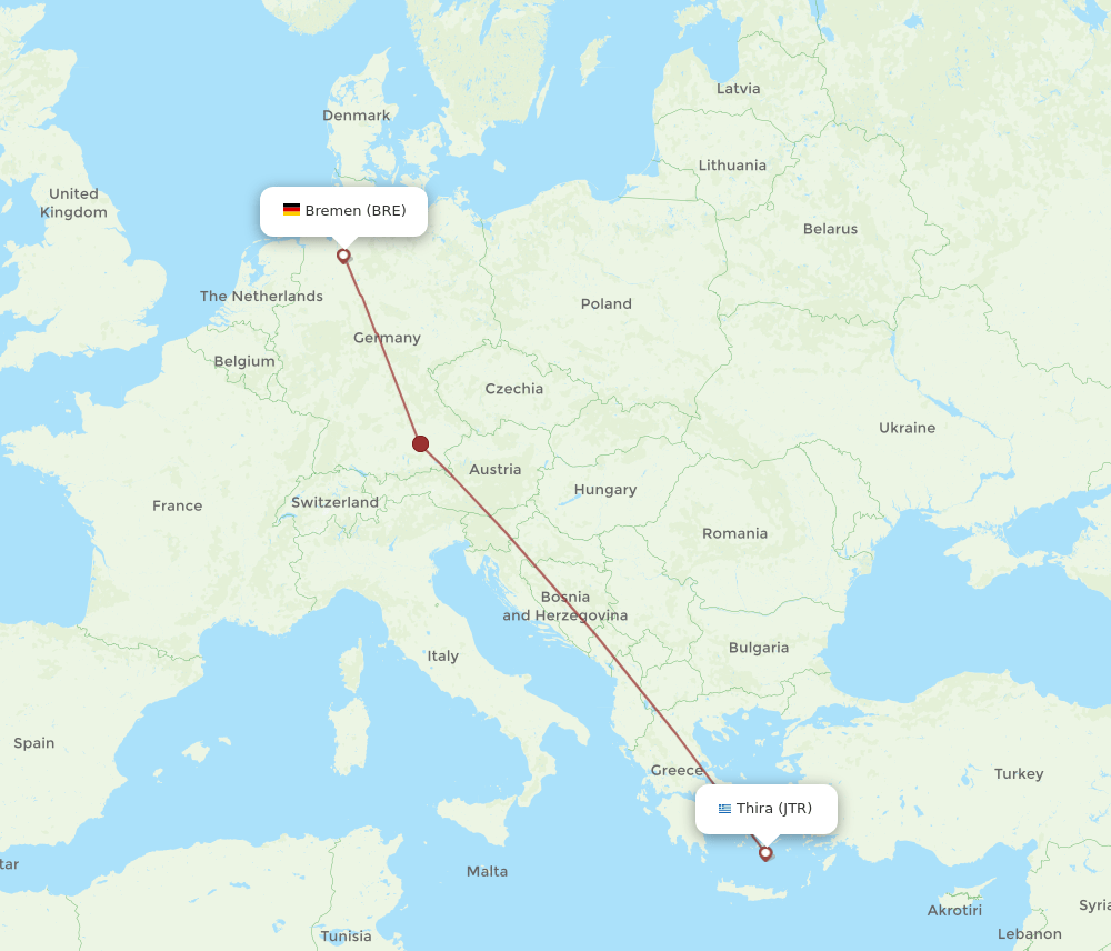 BRE-JTR flight routes