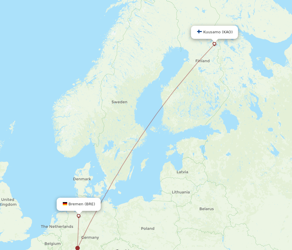 BRE-KAO flight routes