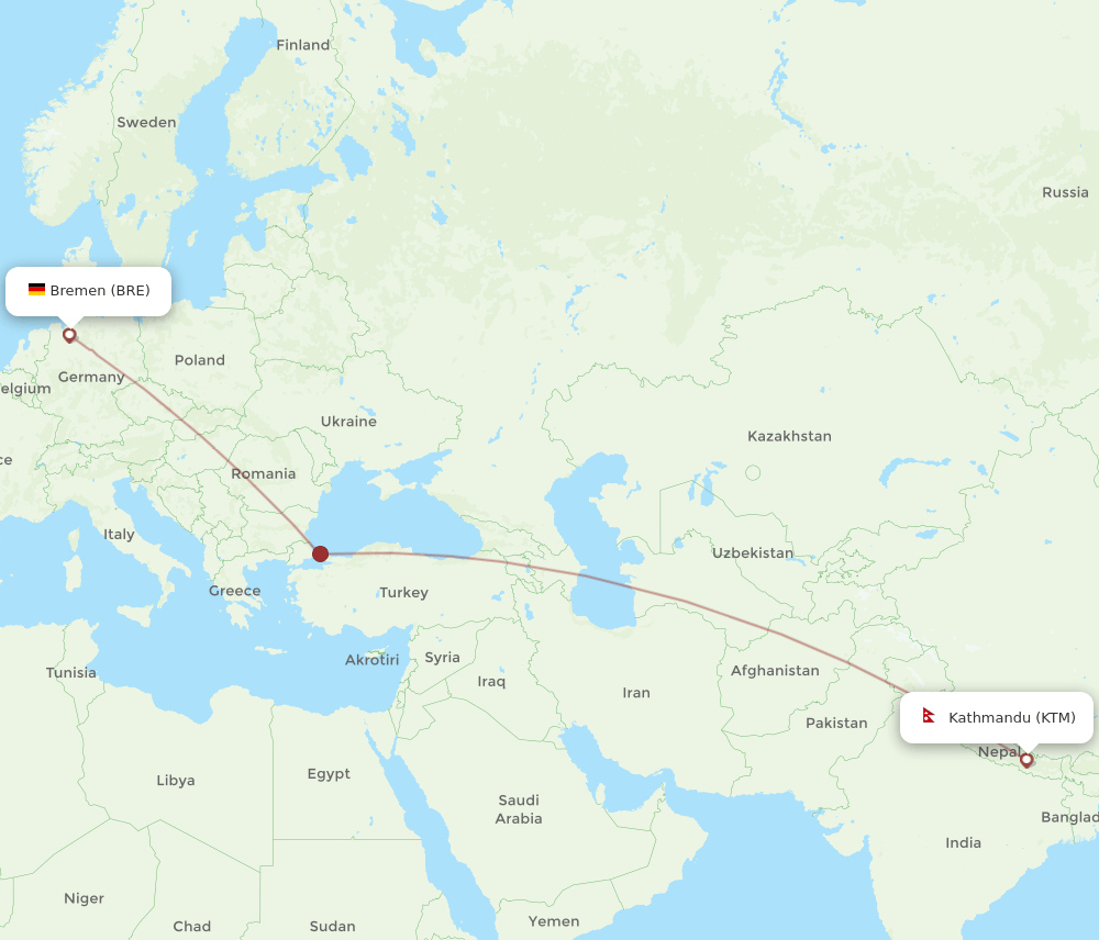 BRE-KTM flight routes