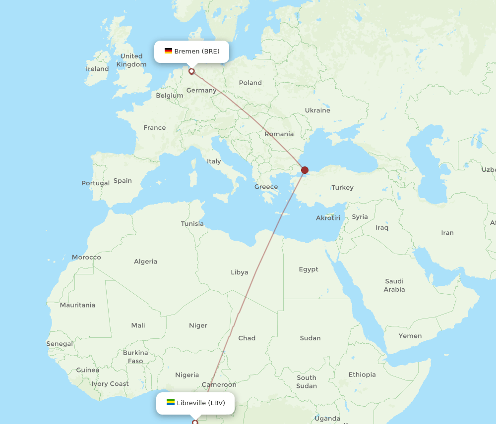BRE-LBV flight routes