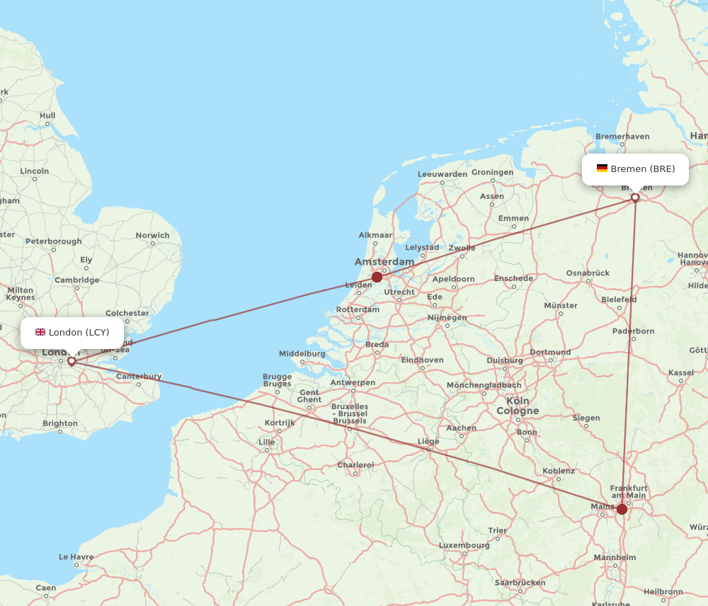 BRE-LCY flight routes