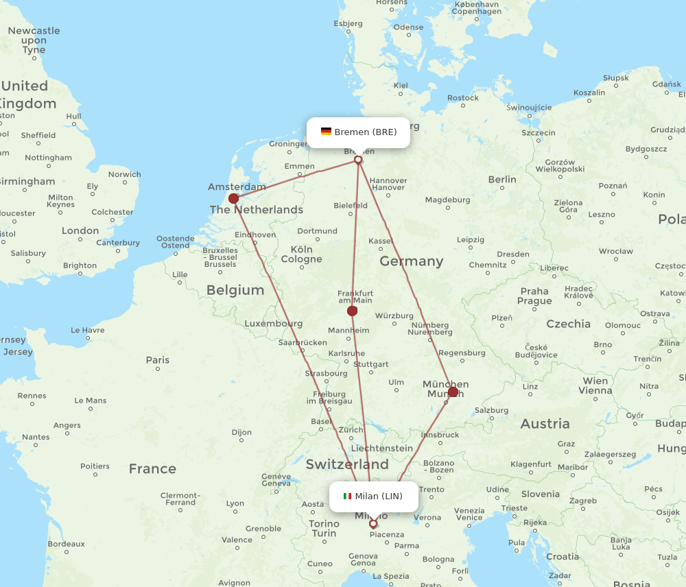 BRE-LIN flight routes