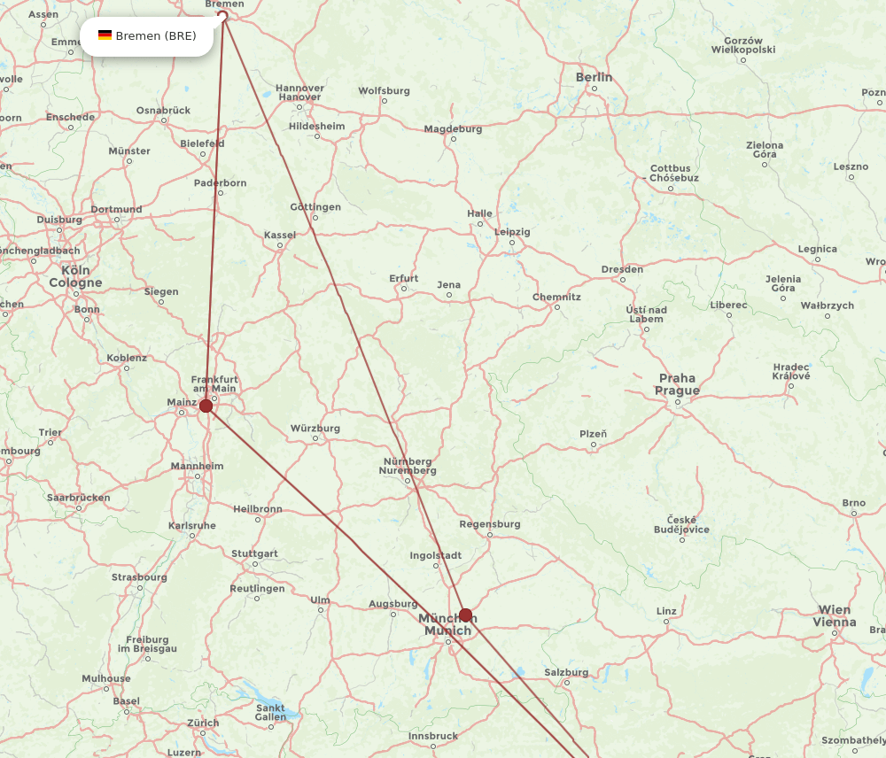 BRE-LJU flight routes